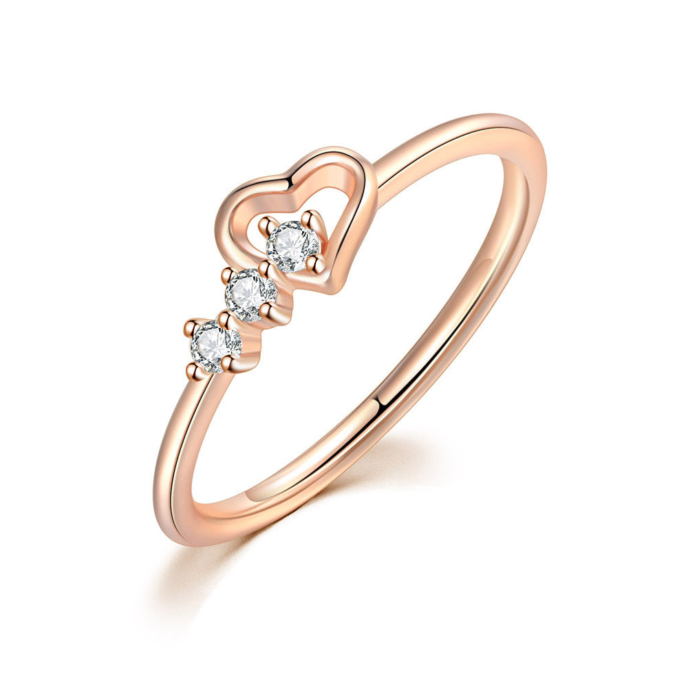 Anillos De Cobre Chapado En Oro Pequeños Corazones De Diamantes al por mayor
